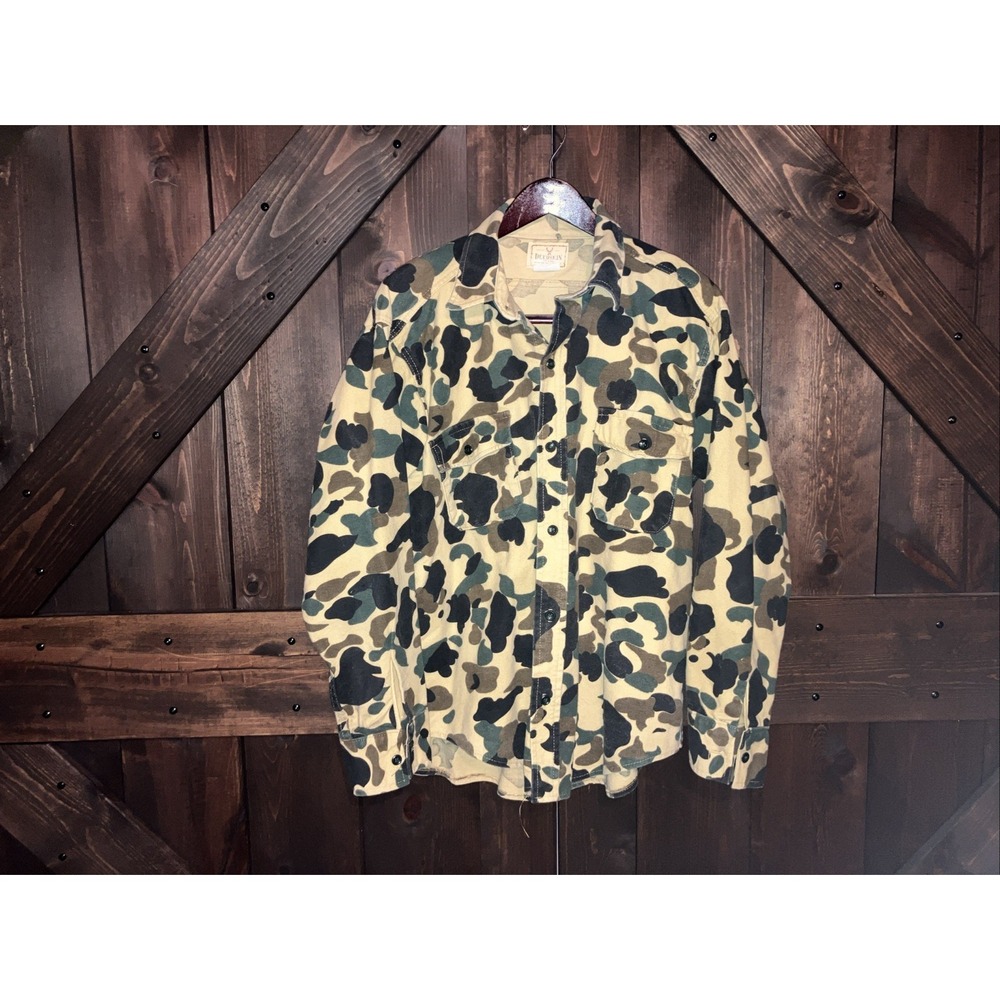 Vintage Melton Shirt Co Deerskin Mens XL Camo Made in the USA Hunting Outdoors